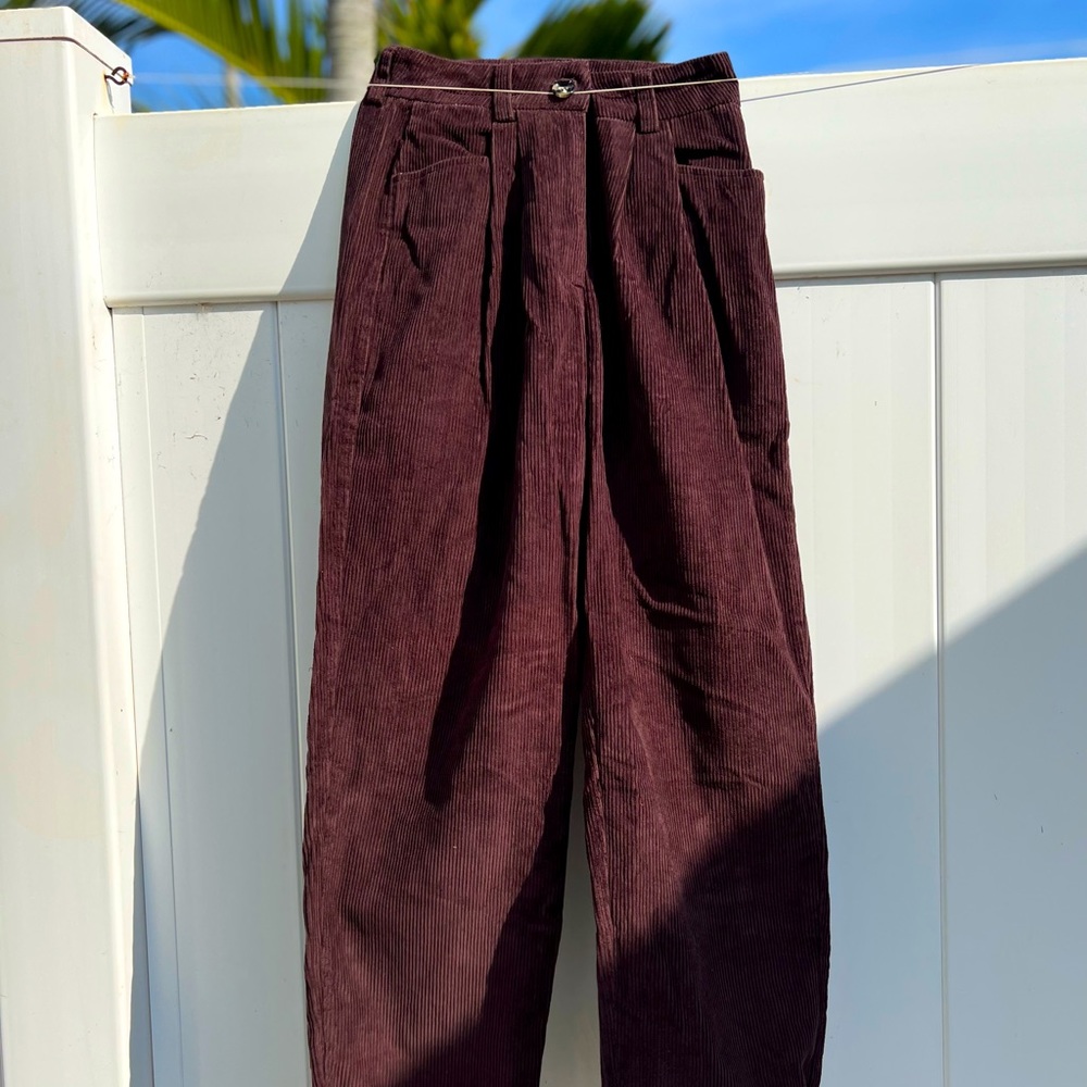 Brown High Waisted Corduroy Cargo Trousers